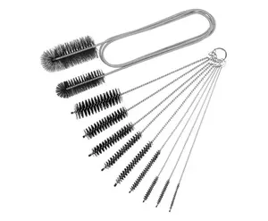 10PCS Flexible Drain Brush Straw Cleaner Brush Set,Pipe Cleaners Brush,61Inch Stainless Steel Double-Ended Hose Brush 8.2Inch Nylon Long CPAP Tube Cleaning Brush for Home Kitchen Sink Plumbing