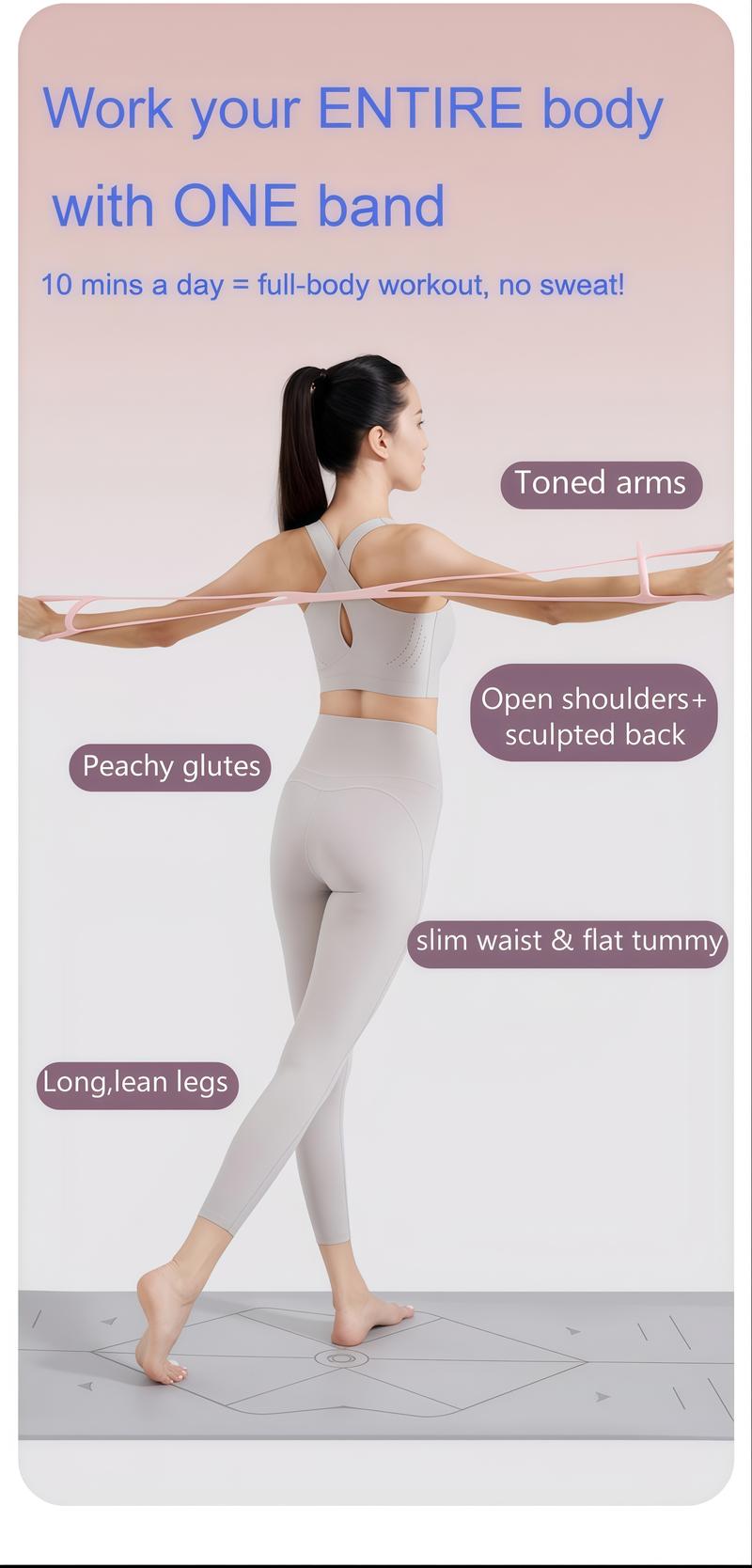 VibeGear Health Resistance Bands Figure 8 Exercise Bands for Women 8 Shaped TPE Material for Arms Chest Expander Yoga Gym Fitness Muscle Training Equipment Stretching Gear 3-in-1 band