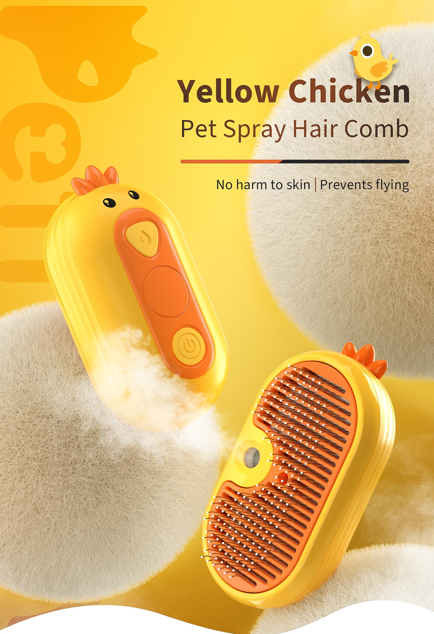 Petterm Upgraded 3 in 1 PET Steam Brush, Spray Hair Removal Comb with Release Button, Anti-Static Fine Spray, Effective for Dogs and Cats