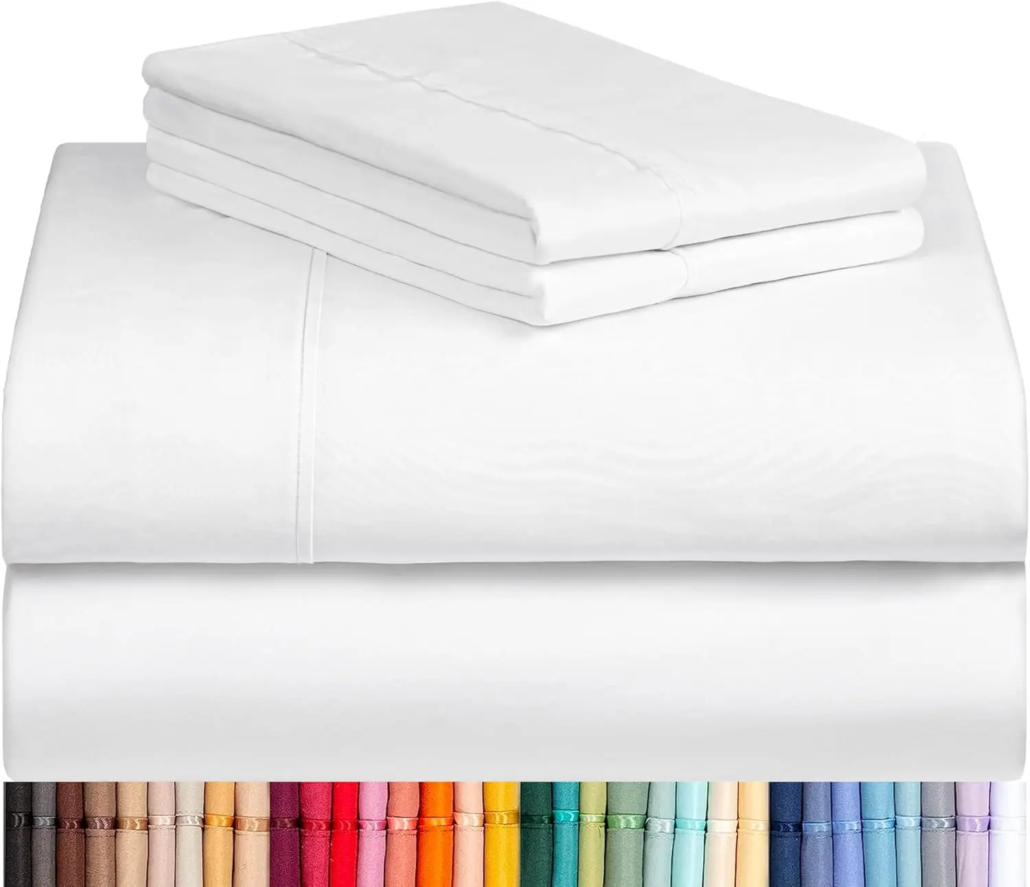 LuxClub Cooling Bed Sheet Set for Hot Sleepers — 4-Piece Hotel Quality Moisture Wicking Microfiber Sheets with Deep 18" Pockets, Wrinkle Free, OEKO-TEX Certified (California/ Split/ King/ Queen/ Full/ Twin XL/ Twin)