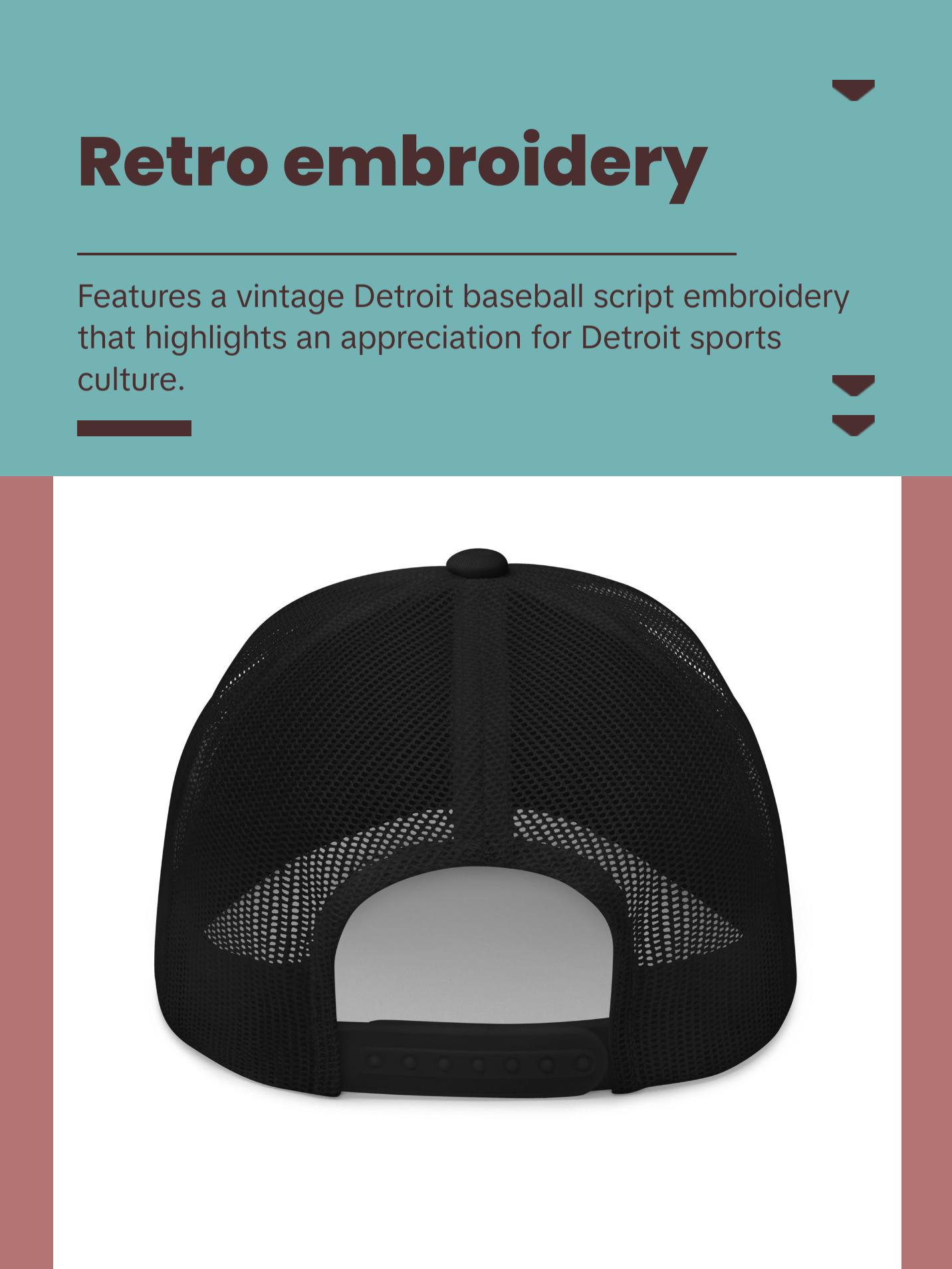 THE WELL KEPT Vintage Detroit Baseball Script Retro Detroit Trucker Cap Hat