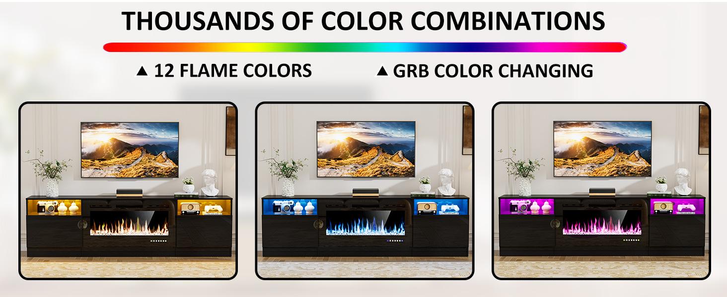 【2 Packages Shipping】AHB 70" Fireplace TV Stand for TVs Up to 80" with 36" Electric Fireplace, TV Console for The Living Room, LED Light Entertainment Center, Storage Cabinet, Media Console Table, Black 【2 Packages Shipping】AHB 70" Fireplace TV Stand for TVs Up to 80" with 36" Electric Fireplace, TV Console for The Living Room, LED Light Entertainment Center, Storage Cabinet, Media Console Table, Black