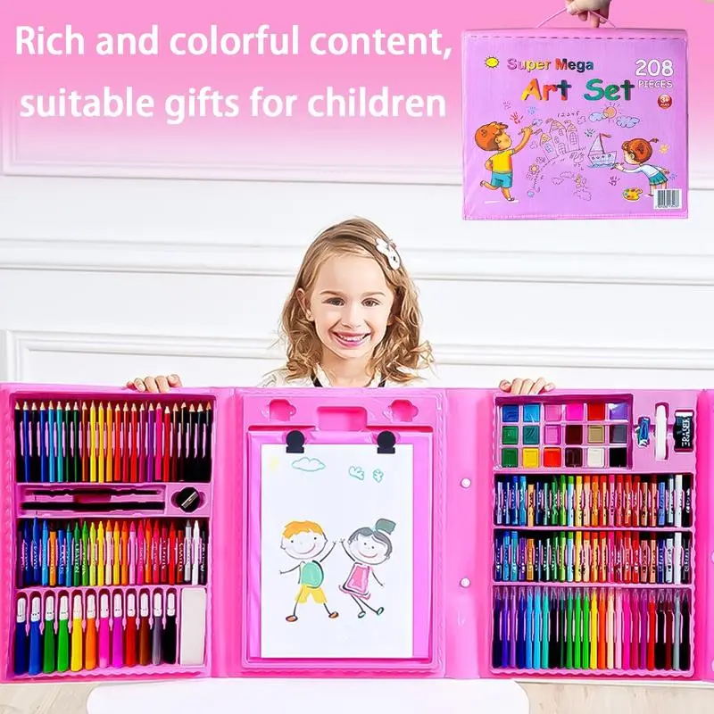 208-Piece Super Big Art Set for Kids, Colorful Arts & Crafts Supplies, Crafting Supplies, Perfect Gift for Children, Creative Learning Toy, Art Materials, Student Painting Supplies, Art Drawing Supplies, Art Kits