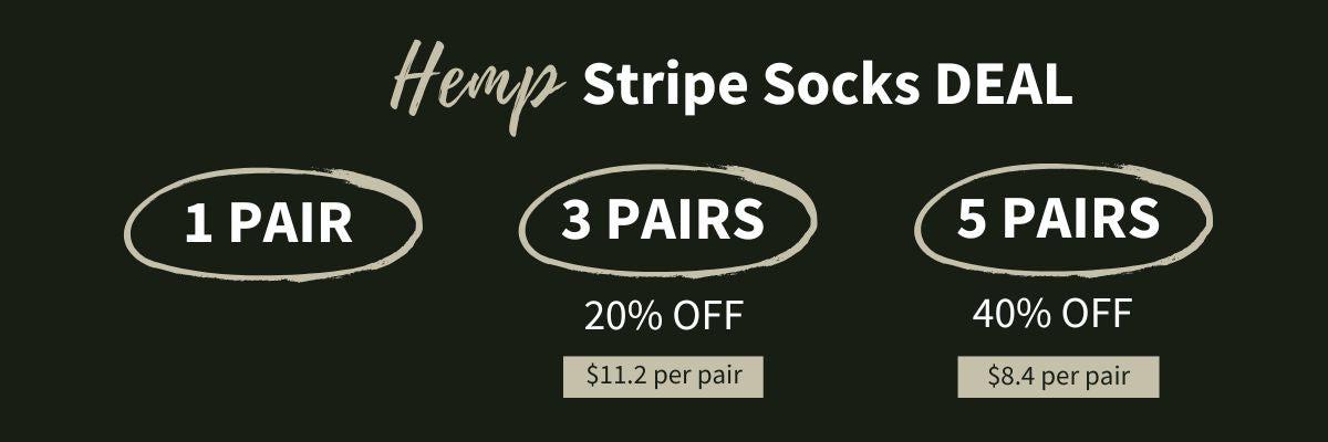 Striped Hemp Socks in Dark Green