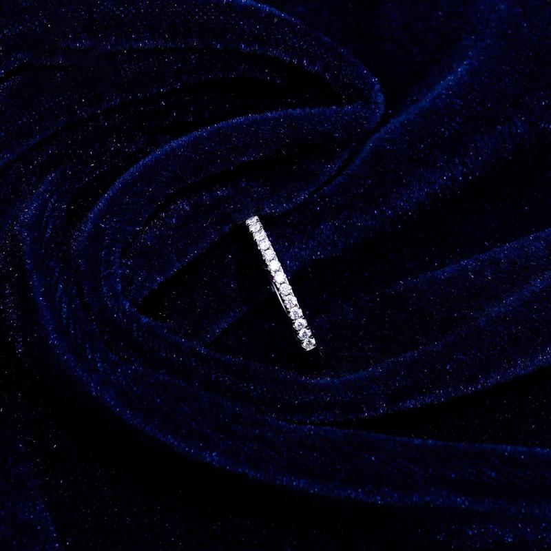 Delzzad S925 0.2ct Round Synthetic Moissanite Wedding bridal Set Band Stackable Cubic Eternity Ring