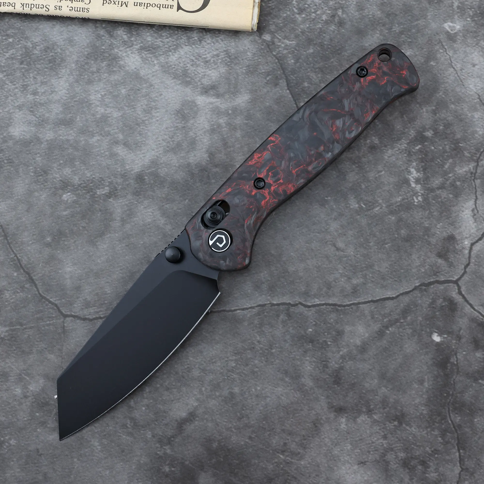 DEFCON Knives ARTIFACT Forged Carbon Fiber Handle Axis Lock Carry Pocket Knife, Sandvik 14C28N Blade, EDC Tool for Camping & Hiking (Suitable for All Ages), Carry Pocket Knives