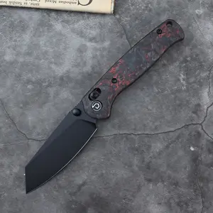 DEFCON Knives ARTIFACT Forged Carbon Handle Axis Lock Pocket Knife with Sandvik 14C28N Blade Everyday Carry EDC