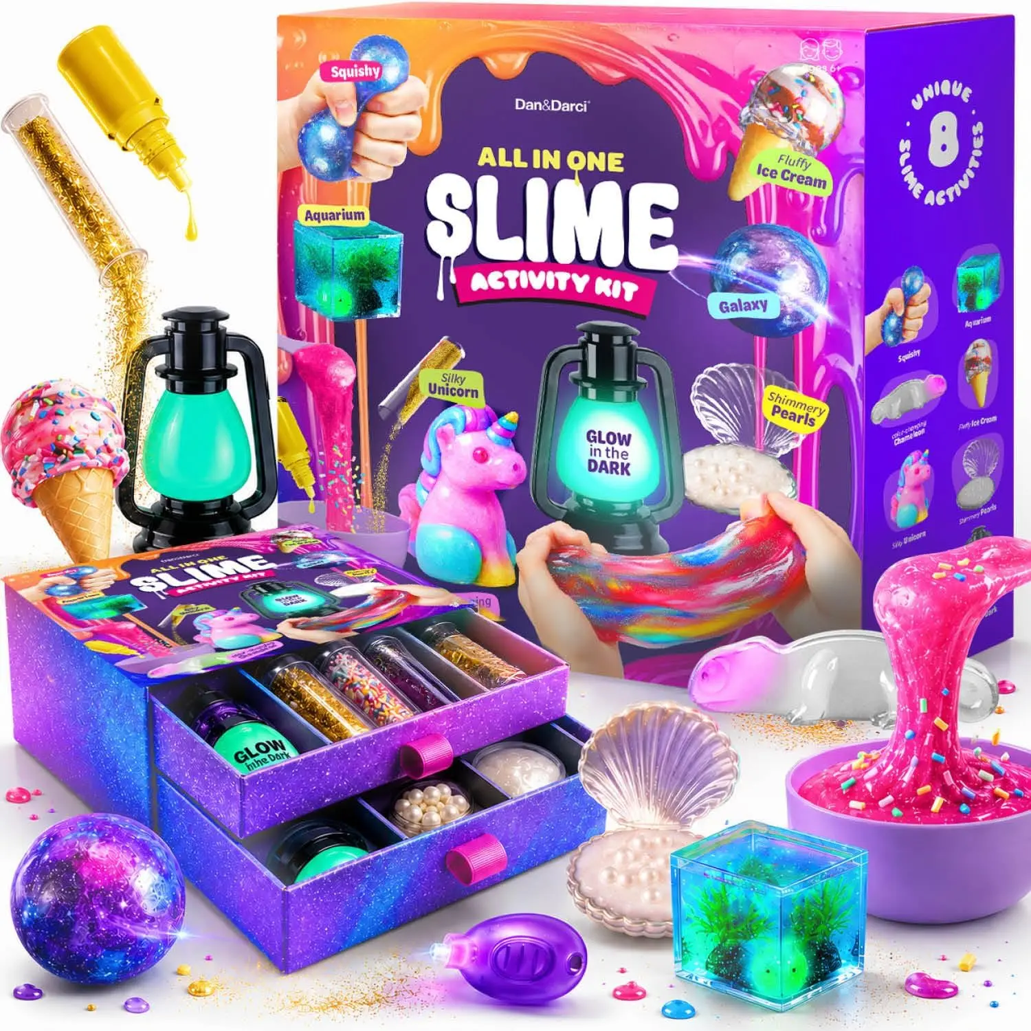 Slime Kit for Girls Ages 8-12 - All-in-One DIY Slime Making Kit, Galaxy Unicorn Glow-in-the-Dark Slime Set, Birthday Gift for Tween Girls 8 9 10 11 12