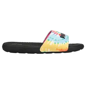 PUMA Womens Cool Cat Tie Dye Slide Casual Sandals Casual Low Heel 1-2" - Black, Multi