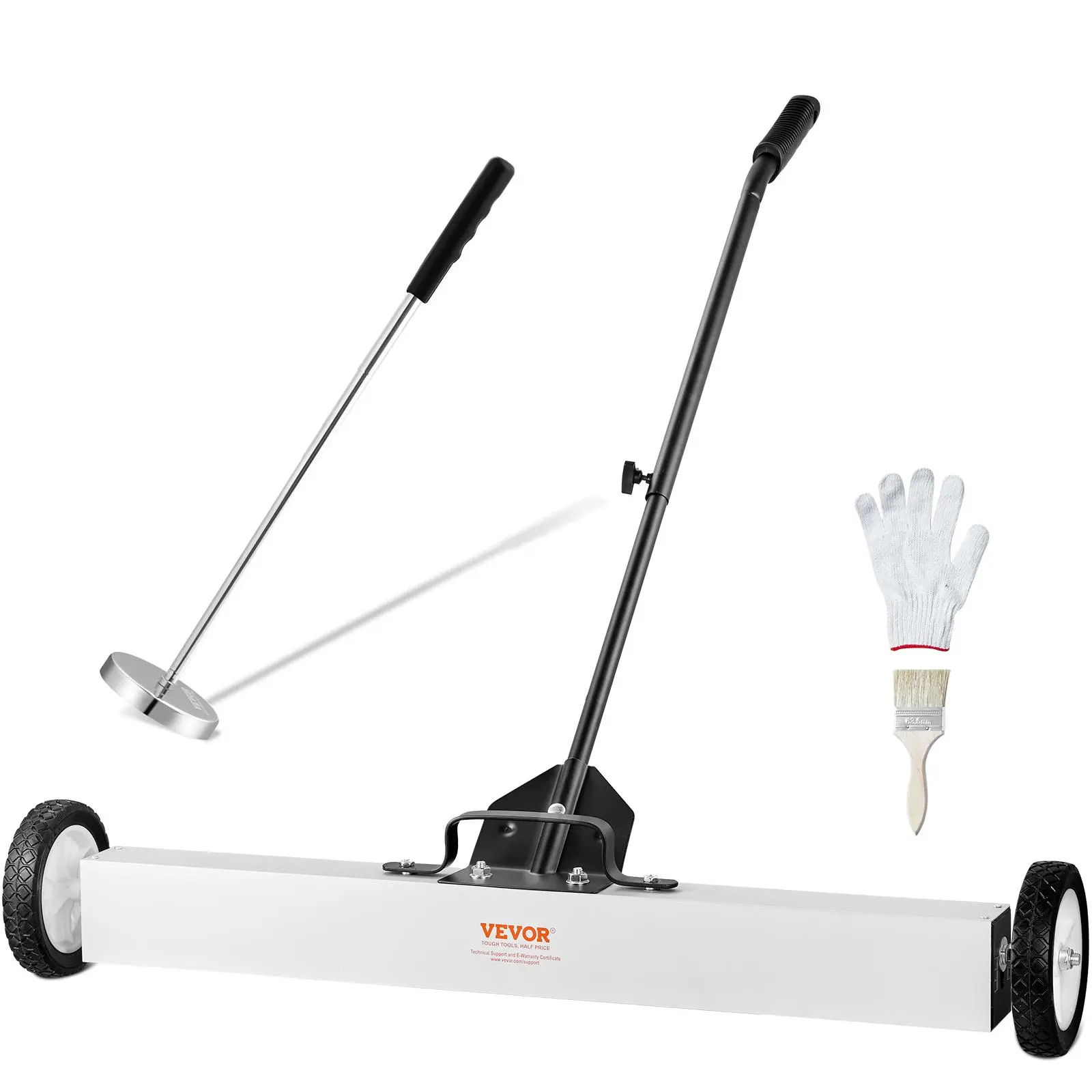 【summerfinds】VEVOR 36-Inch Magnetic Sweeper with Wheels, 55 lbs Capacity, with Telescoping Magnetic Pickup Tool, Adjustable Handle, Magnetic Pickup Sweeper to Pick Up Nails and Screws, for Workshop, Garage, Yard