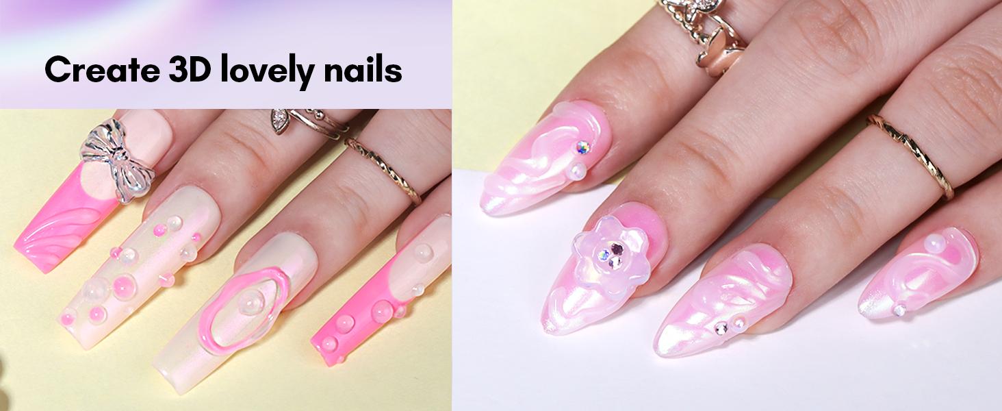 Makartt 3D Nail Gel and Chrome Nail Powder Kit, Sculpting Gel for Nail Art, 15g DIY Craving Gel, No wipe 3D Molding Gel and Metallic Chrome Powder Set for Nails Decoration Manicure Pedicure Use Nail Care Nail Polish