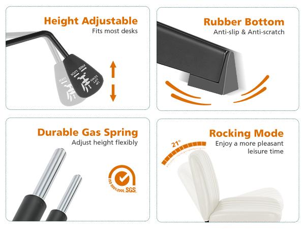 SweetFurniture S - Criss Cross Office Chair with Wheels, Wide Armless Home Office Desk Chair with Dual-Purpose Base, Swivel Height Adjustable