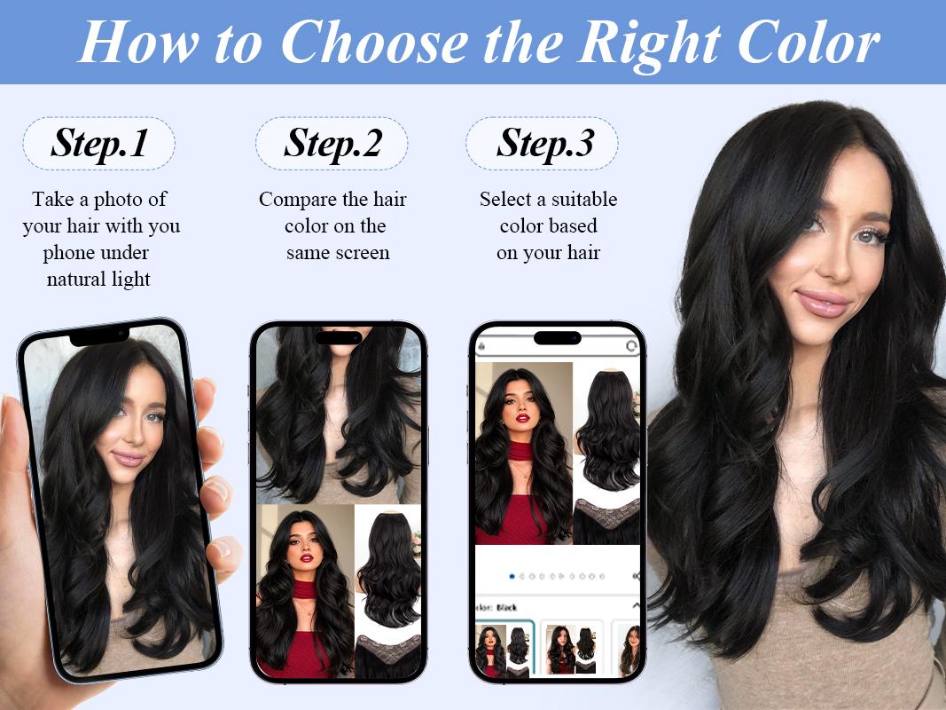 HIUSVO Clip in Hair Extensions, 1PCS Long Wavy Layered Synthetic Hair Extensions for Women Invisible Wire Hair Extensions Soft Hairpieces 20Inch/16Inch