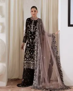 Nureh Suit 005 - Embroidered Chiffon wtih Net Dupatta