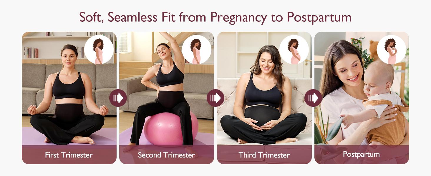 Momcozy Maternity Yoga Pants, MA003 Maternity Flare Leggings Over The Belly, Pregnancy Leggings Buttery Soft Triple Wrap Force tiktok shop pumping bras