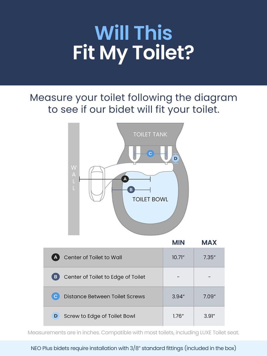 NEO 185 Plus 2-Pack Bidet Attachments, Rear and Feminine Wash, Cold Water, Easy slide in installation - No plumbing experience needed