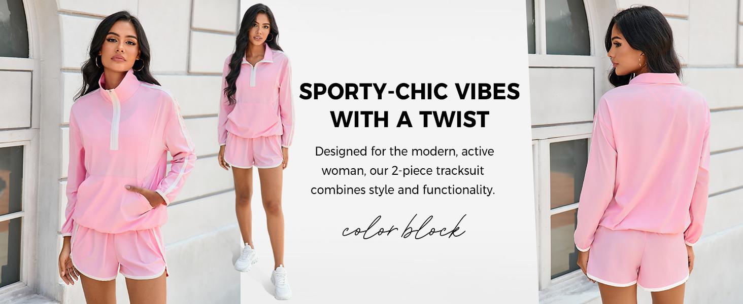 Fisoew Womens 2 Piece Outfits Sets Half Zip V Neck Long Sleeve Pullover Tops Shorts Casual Tennis Running Tracksuits #Springtok #TikTokShopHolidayHaul #TikTokShopJumpstartSale