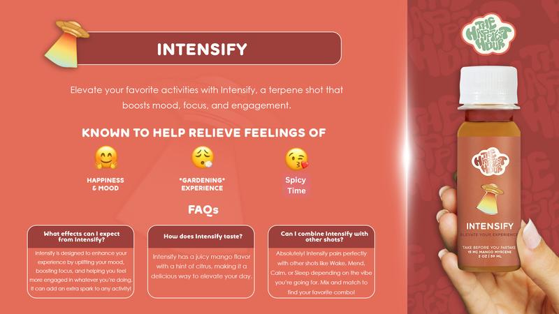 INTENSIFY - Wellness Vitamins Supplement Shots with Myrcene for Enhanced Effectiveness - Support Relaxation & Well-Being