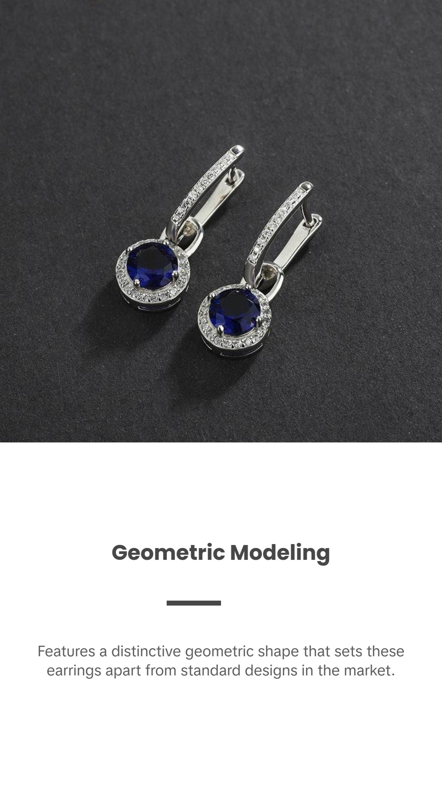 Fashionable Silver Inlay Geometric Earrings with Crystal Zircon