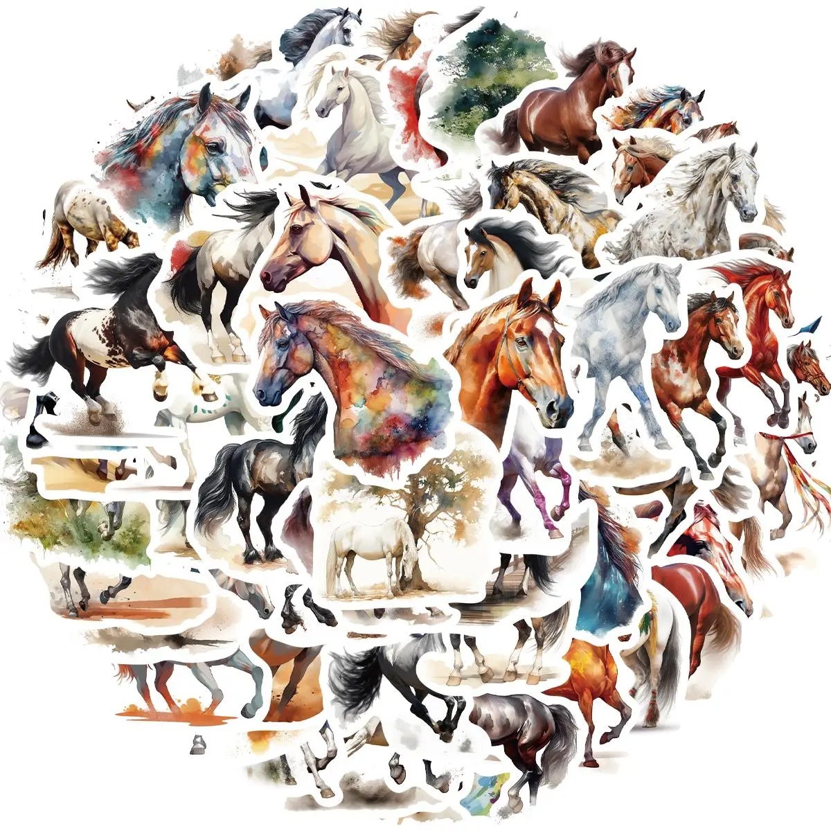 Horse Pattern Sticker, 60pcs/set Cute Horse Riding Water Bottle Bulk Sticker, Vinyl Fall Sticker for Laptop, Horse Gifts for Girls Women Kids, Decor