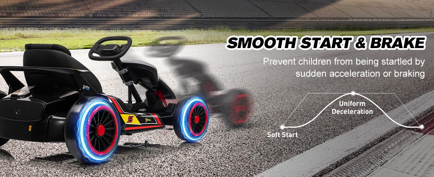 2026 Upgraded 24V Electric Go Kart for Kids Ages 6–12 High-Speed Drift Music Dual Speed Options Durable Safe Design with Bluetooth Music & Real Driving Feel