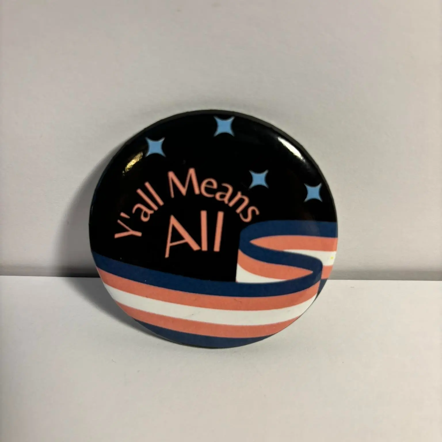 Y'all Means All Trans Pride Button 2.25 in Lock Pin