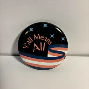 Y'all Means All Trans Pride Button 2.25 in Lock Pin