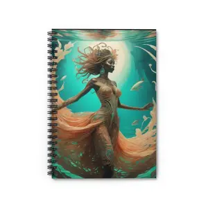 Underwater Mermaid Goddess Spiral Notebook | Ruled Journal, Ocean Fantasy