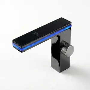 Intelligent Digital Display Basin Faucet – LED Temperature-Sensing Brass Tap