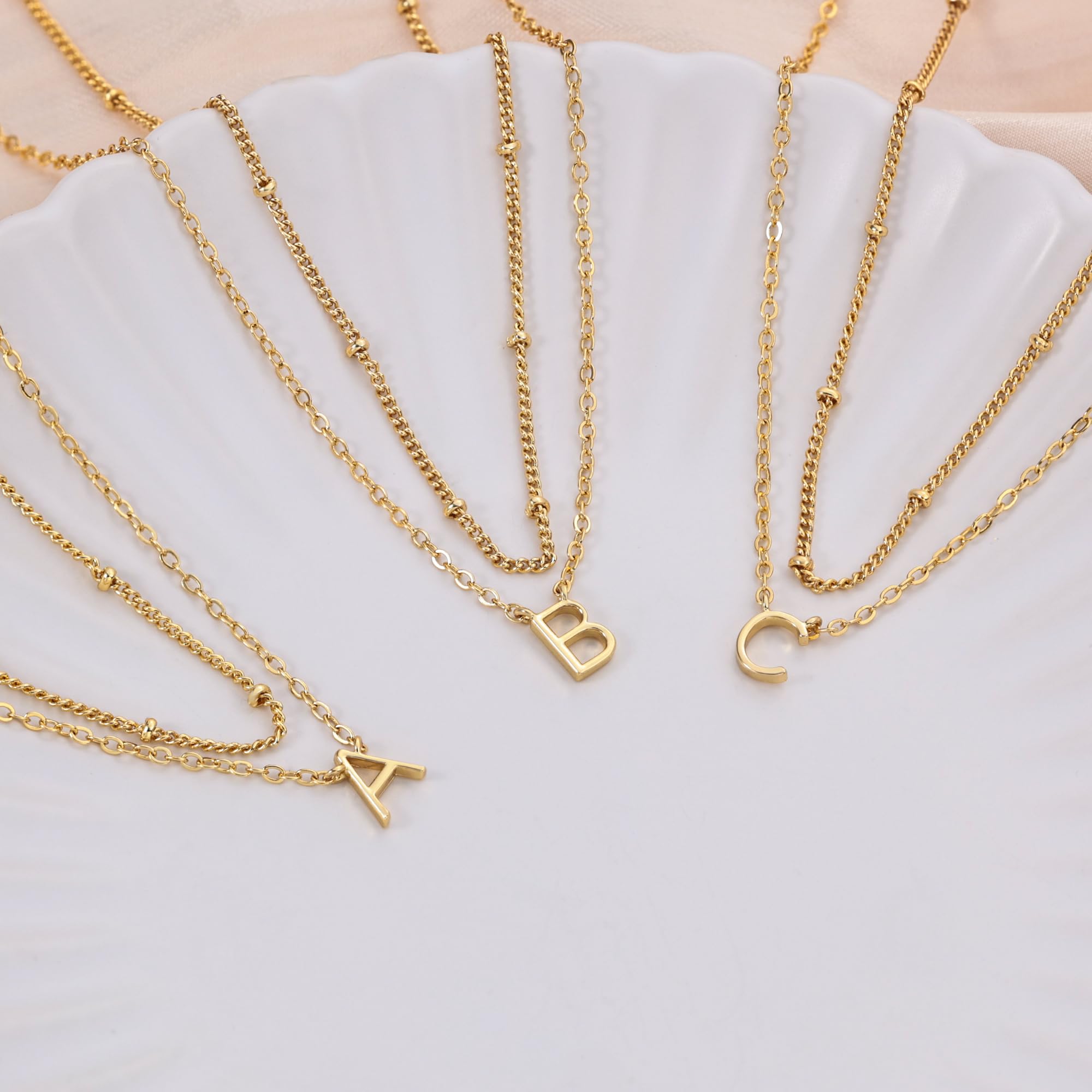 Gold Double Layer Necklace – 38cm Satellite Chain & 40cm Initial Z Necklace For Christmas gifts