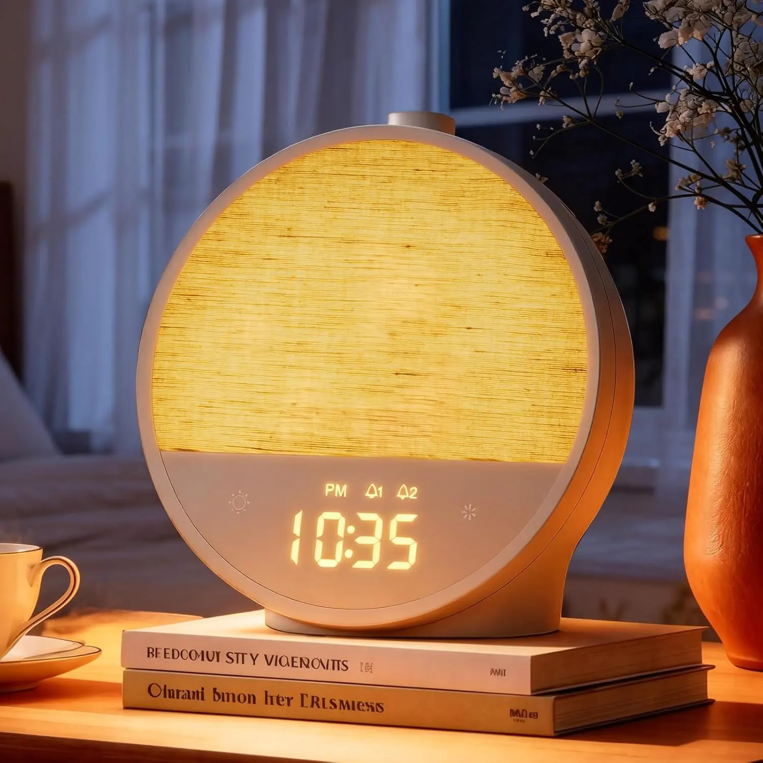 Sunrise Alarm Clock Wake Up Light with White Noise & RGB Mood Lamp – Dual Alarms, Dimmable Night Light & Snooze for Heavy Sleepers Adults – Perfect Gift for Bedroom & Relaxation