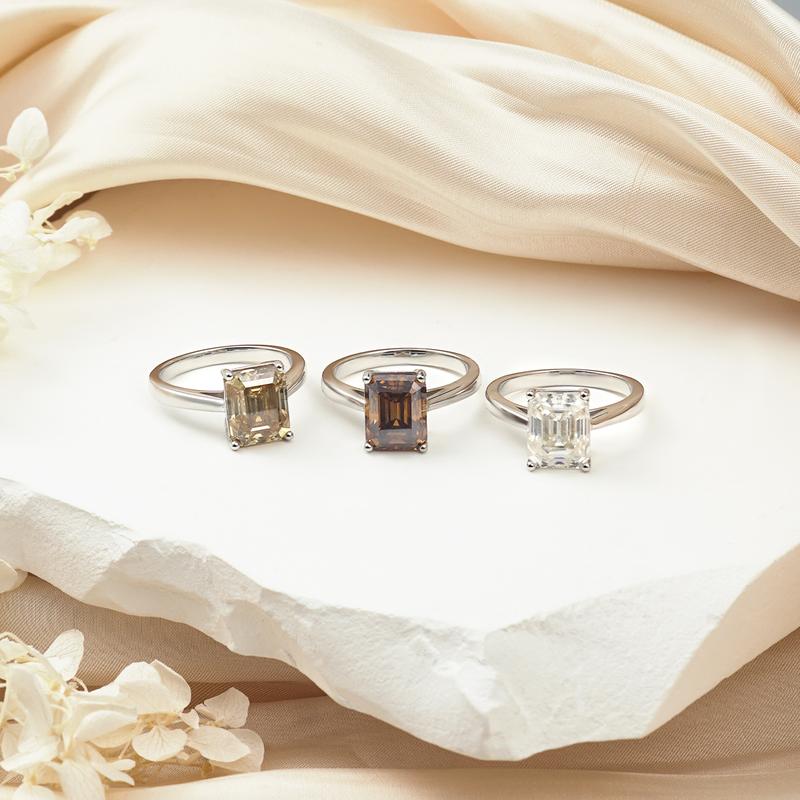 Delzzad 4ct Solitaire Prong Ring Octagon Synthetic Moissanite S925 Ring Band Jewelry Perfect Engagement Anniversary Christmas Gift for Men Women Wedding Set