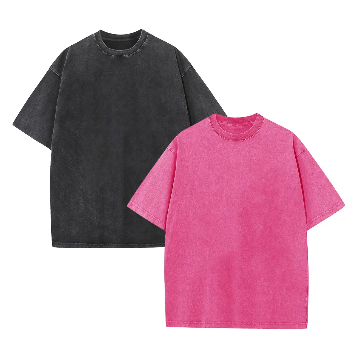HarleyLand Women’s 2-Pack Vintage Washed Cotton Oversized Short Sleeve Crewneck Solid Color T-Shirts, Beach-Friendly Fabric Basic Tees for Streetwear and Lounging, Shortsleeve, Tshirt, Lady, Comfortable, Breathable, Women's Tops, Oversized Tshirt Women