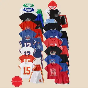 Randomly shipped 4-piece spring/summer boys' short-sleeve shirt and shorts set (ages 3-12). Includes 2 tops + 2 bottoms. Colors and styles shipped randomly. If you mind random selection, please do not purchase.