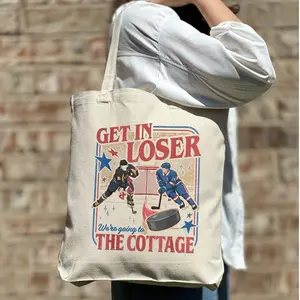Get In Loser Tote Bag, Heated Rivalry Romance Tote Bag, Hollanov Couple Romance Book Tote Bag, Hockey Rivals Couple Bag, Movie Book Fans Gift