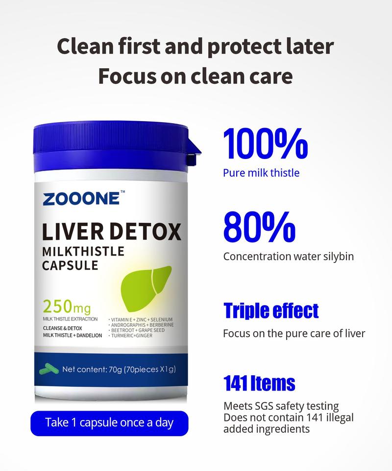 ZOOONE-Liver Cleanse Detox & Repair Formula - Herbal Liver Support Supplement with Milk Thistle Turmeric Dandelion Root & Artichoke Extract for Liver Health - Silymarin Milk Thistle Liver Detox Capsules C1