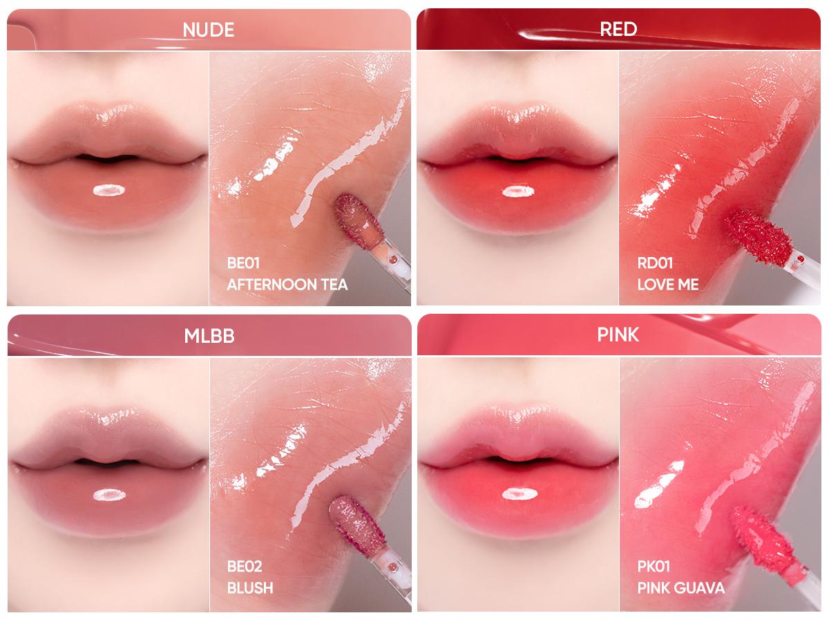 B. by BANILA Dew Glow Lip Tint - High-Shine Glossy Finish for Juicy Lips with Comfortable Wear & Hydration - Korean Makeup Lip Gloss