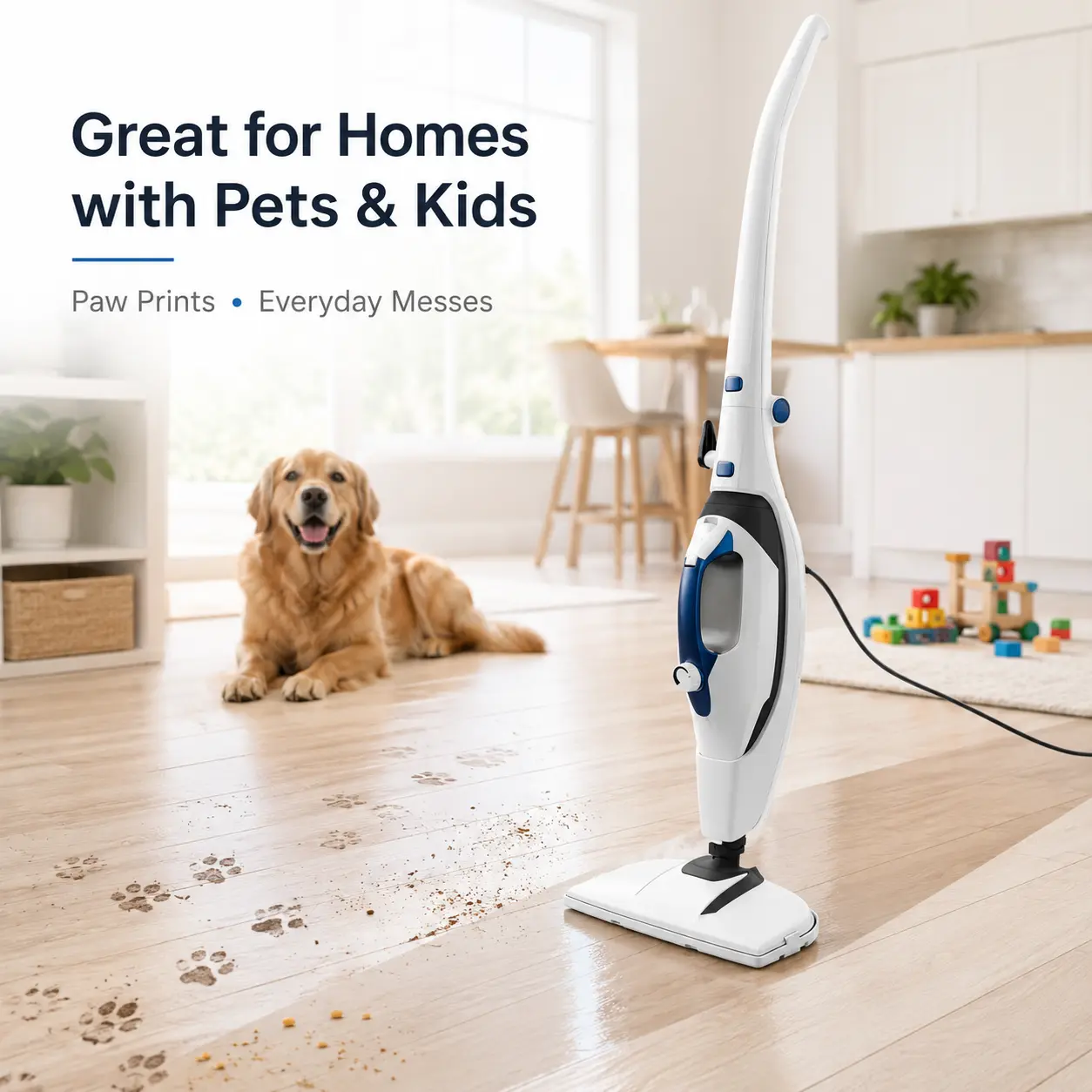 GLEEHILL Chemical-Free Steam Mop for Floors, Detachable Handheld Steam Cleaner for House, Safe Natural Deep Cleaning for Pet & Baby, Hardwood Laminate Carpet Steamer, 1550W Fast Heat Up Lightweight Multi-Accessories Portable Floor Washer 2026 New