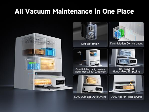 DREAME Aqua10 Ultra Roller Robot Vacuum and Mop & 30,000Pa Suction, Self-Cleaning Dock & Extending Roller Mop, Heat-Washes & Dries, Carpet Protection, AI Camera & LiDAR Avoidance Tech, Voice Control