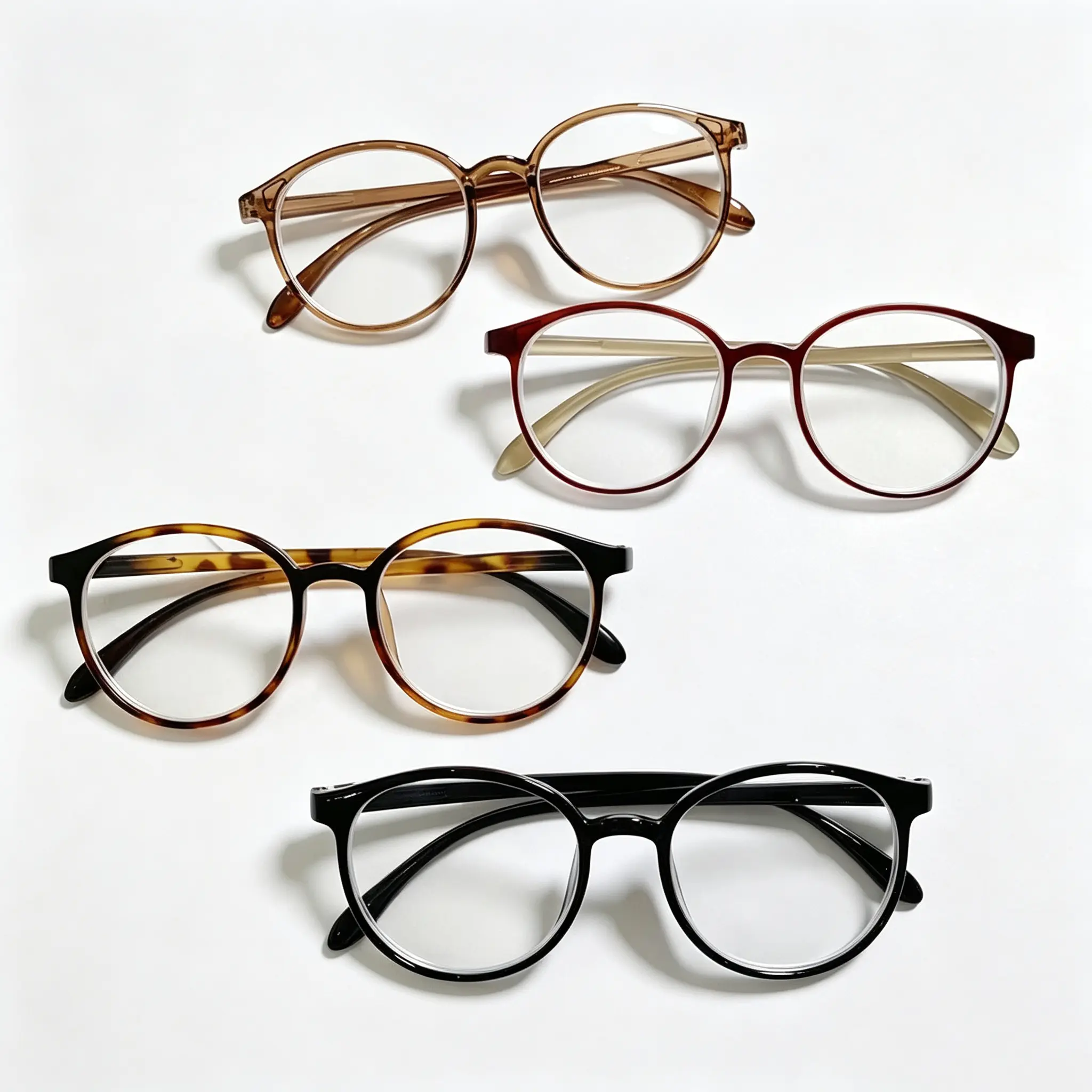 4 PCS Round Frame Computer Glasses - Unisex Classical Spectacles with Refined Look, Suitable for Office Work and Computer Use