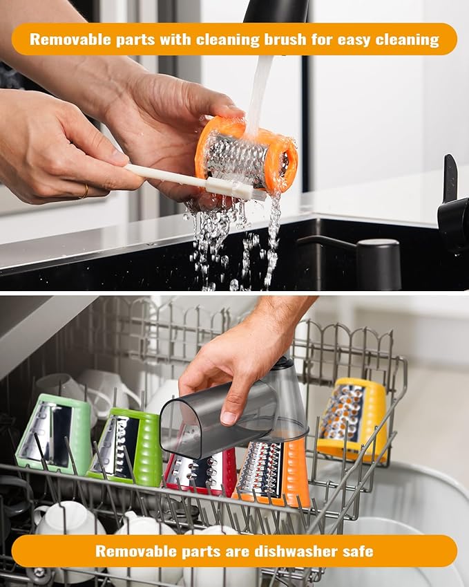 Electric Rotary Grater Salad Shooter - 5-In-1 Multi-Functional Cheese Grater with Safety Push Bar, One-Touch Operation, and Interchangeable Cones Vegetable Slicer Vegetable Cutter Kitchen Utensils small kitchen gadgets