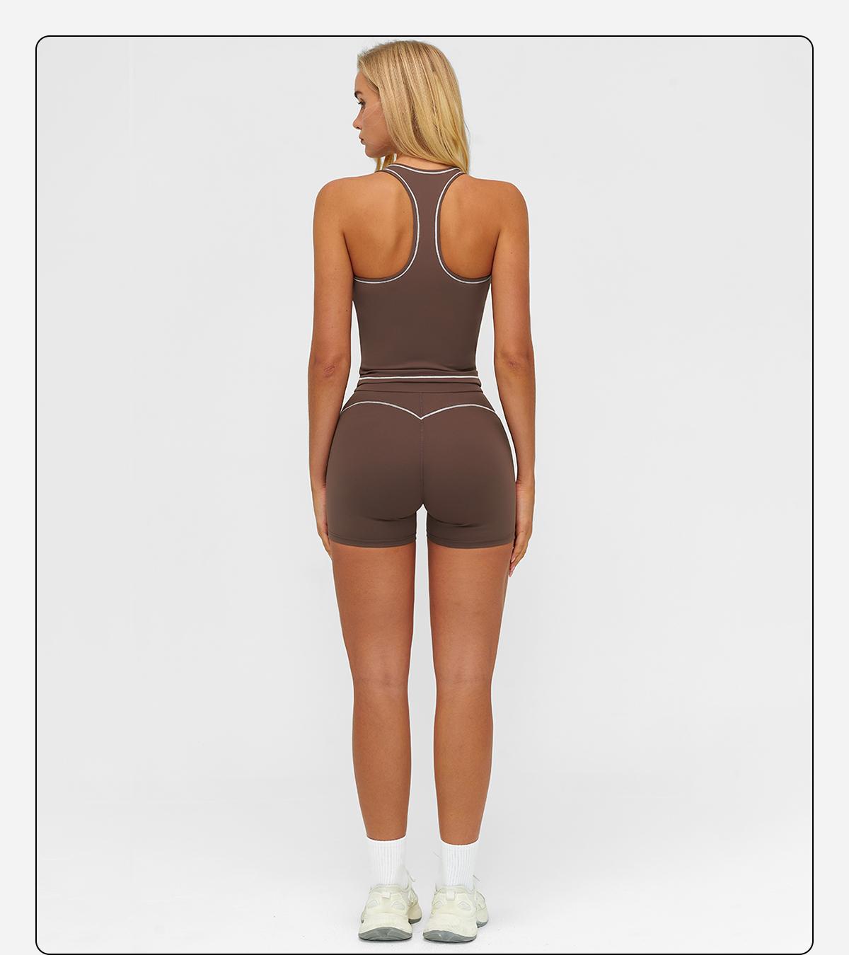 MFVIM Women's Solid Crop Sports Bra & High Waist Gym Shorts Tracksuit Set, High Stretch Casual Breathable Comfortable Quick Drying Spaghetti Strap Backless Sports Bra & Drawstring Waist Skinny Shorts for Yoga Gym Workout, Ladies Sportswear for All Seasons