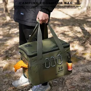 11.1gal Large Capacity Outdoor Foldable Storage Box 900D Oxford Fabric Camping Gear Organizer Bag, Picnic Kitchen Supplies Storage Box, Vehicle Tactical Storage Bag, Wear-Resistant for Camping/Outdoor Use