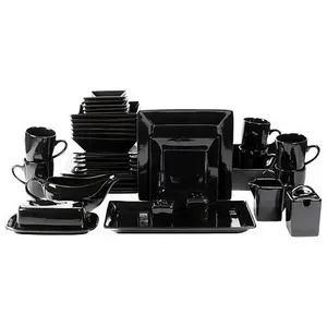 10 Strawberry Street Nova Square 40-Piece Dinnerware Set, Black