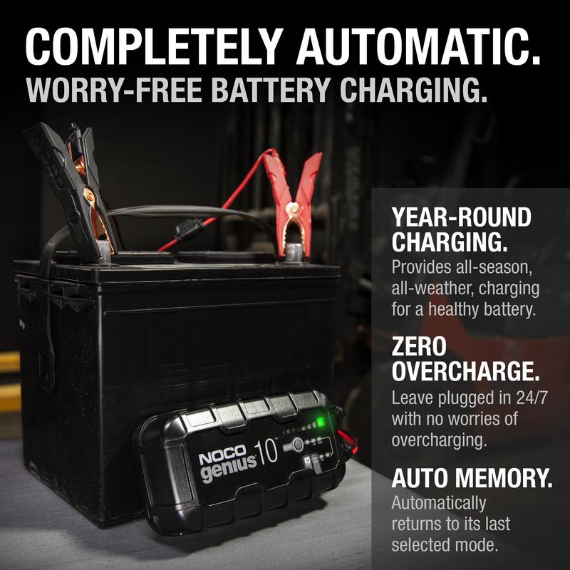 NOCO GENIUS10 10A Smart Battery Charger, 6V and 12V, Battery Maintainer, Trickle Charger and Desulfator
