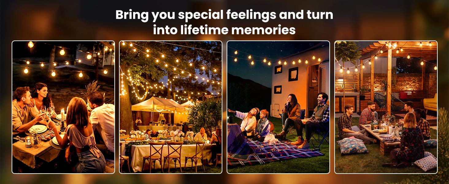 Brighttown Christmas, Halloween, 108-foot solar lights, outdoor waterproof, with remote control, 50 shatterproof LED bulbs, 3 light modes, adjustable porch, backyard, patio, garden, party