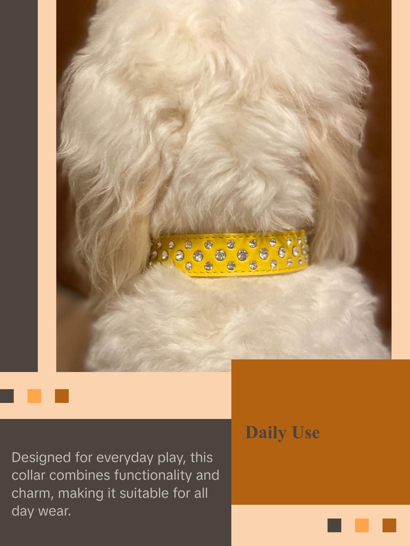 Yellow Bling Dog Collar