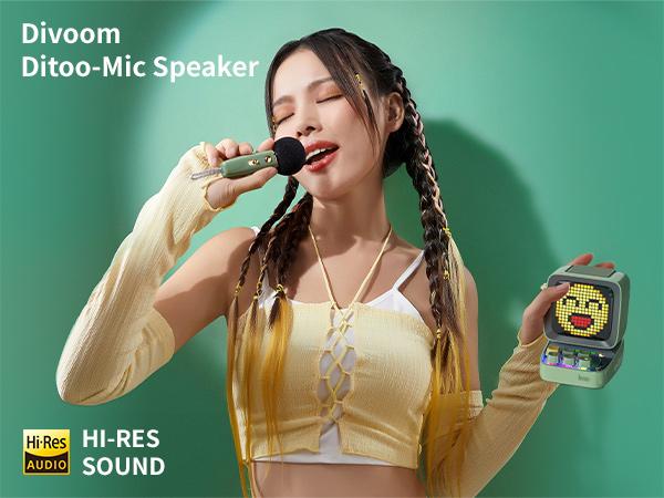 Divoom Ditoo-Mic Mini Karaoke with Microphone Pixel Art Bluetooth Speaker Portable Wireless Microphones & Party Lights for Kids Adults Birthday Gifts for Girls Boys Family Home Party Speker Audio - Smartphone