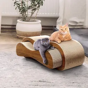 2-in-1 Curved Cat Scratcher Bed! Durable Corrugated Paper Cat Bed, Dual-Purpose Scratching & Resting Sofa for Cats 27.56 x9.45 x8.86 inch