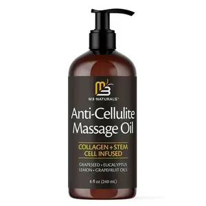 Naturals Cellulite Massage Oil 8oz-Smooth the Appearance of Cellulite-Body Care & Skin Care Massage Oil -Topical Collagen and Plant Stem Cell Body Oil to Restore Texture and Elasticity - Soothing Body Oil